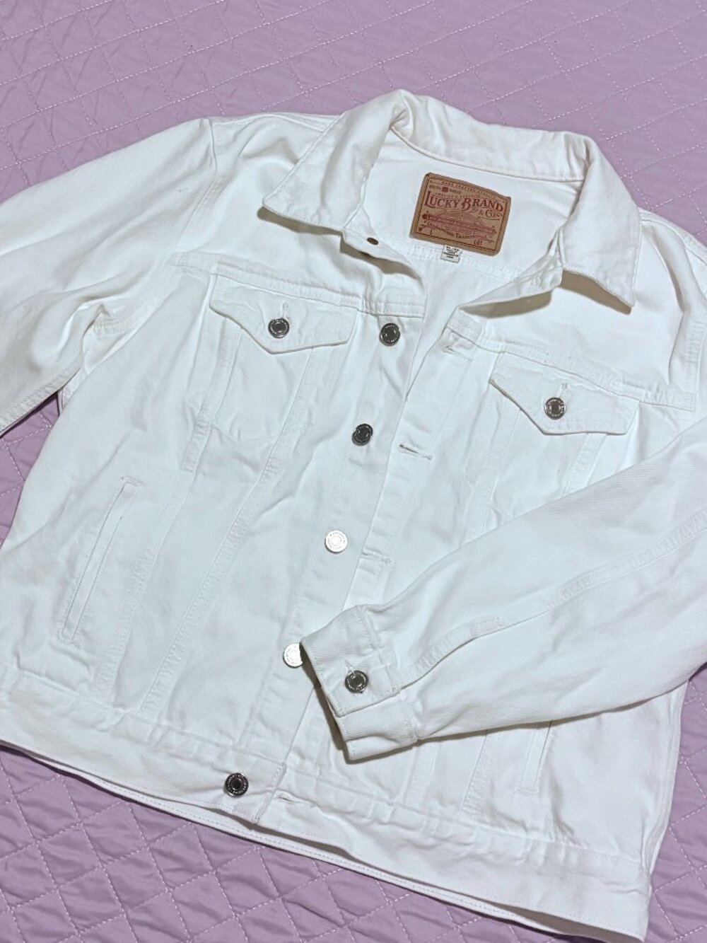 Lucky Brand 'The Tomboy Trucker' White Denim Jacket Sz XL